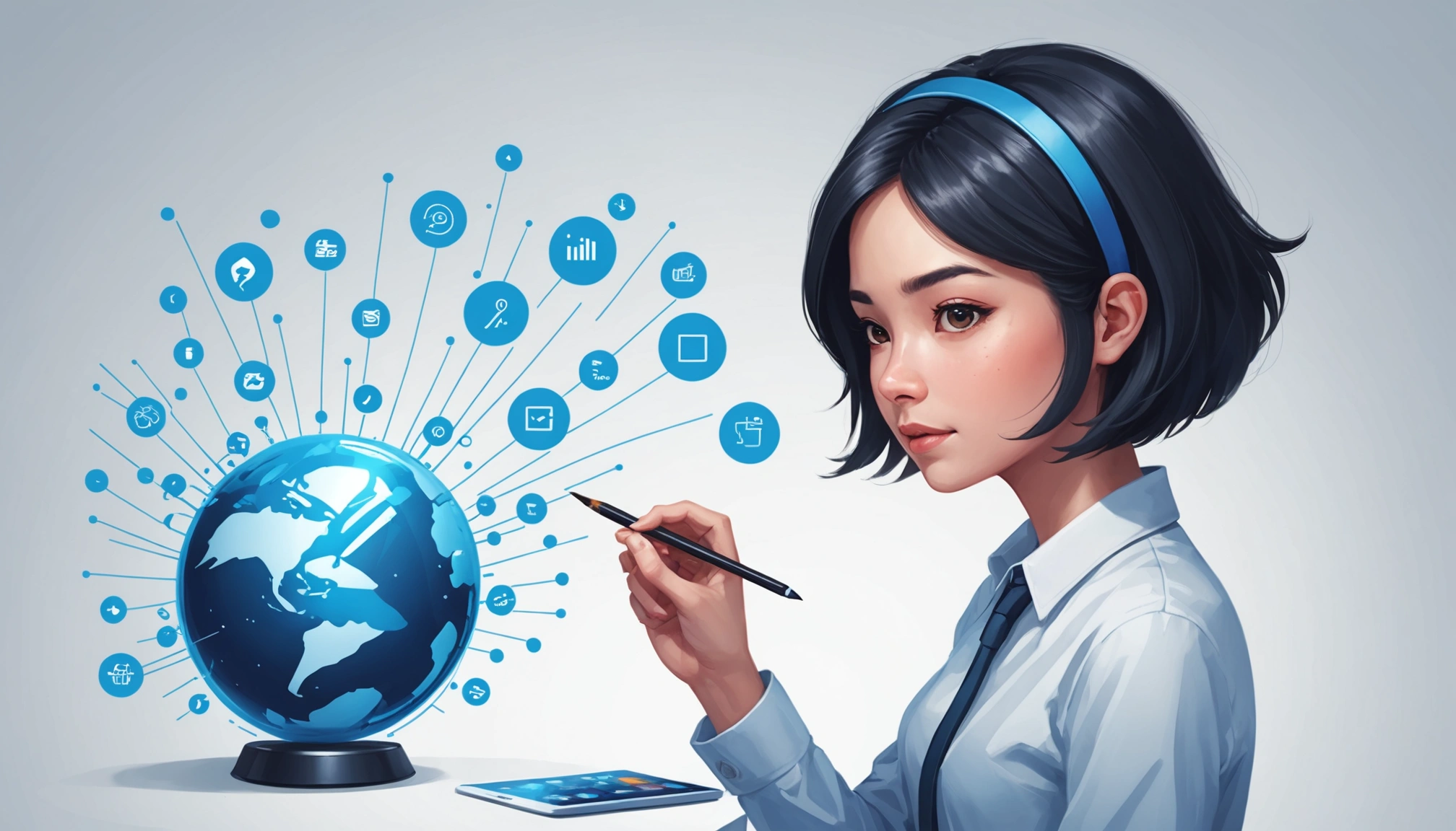 Overloop: Is It the Right Choice for Cold Outreach?, Digital art, technology concept, abstract, clean lines, minimalist, corporate blue and white, data visualization, glowing nodes, wordpress, php, html, css