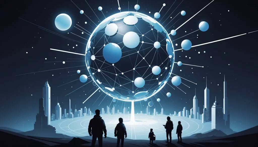 Epsilon: Enterprise Data vs Agile Extraction, Digital art, technology concept, abstract, clean lines, minimalist, corporate blue and white, data visualization, glowing nodes, wordpress, php, html, css