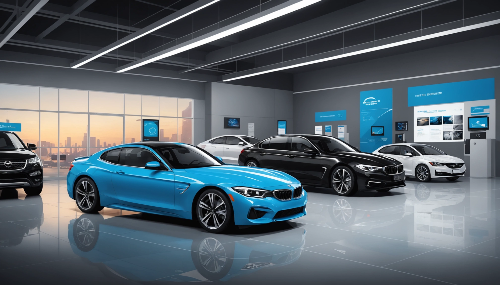 Automotive Data: Finding Dealership Owners, Digital art, technology concept, abstract, clean lines, minimalist, corporate blue and white, data visualization, glowing nodes, wordpress, php, html, css