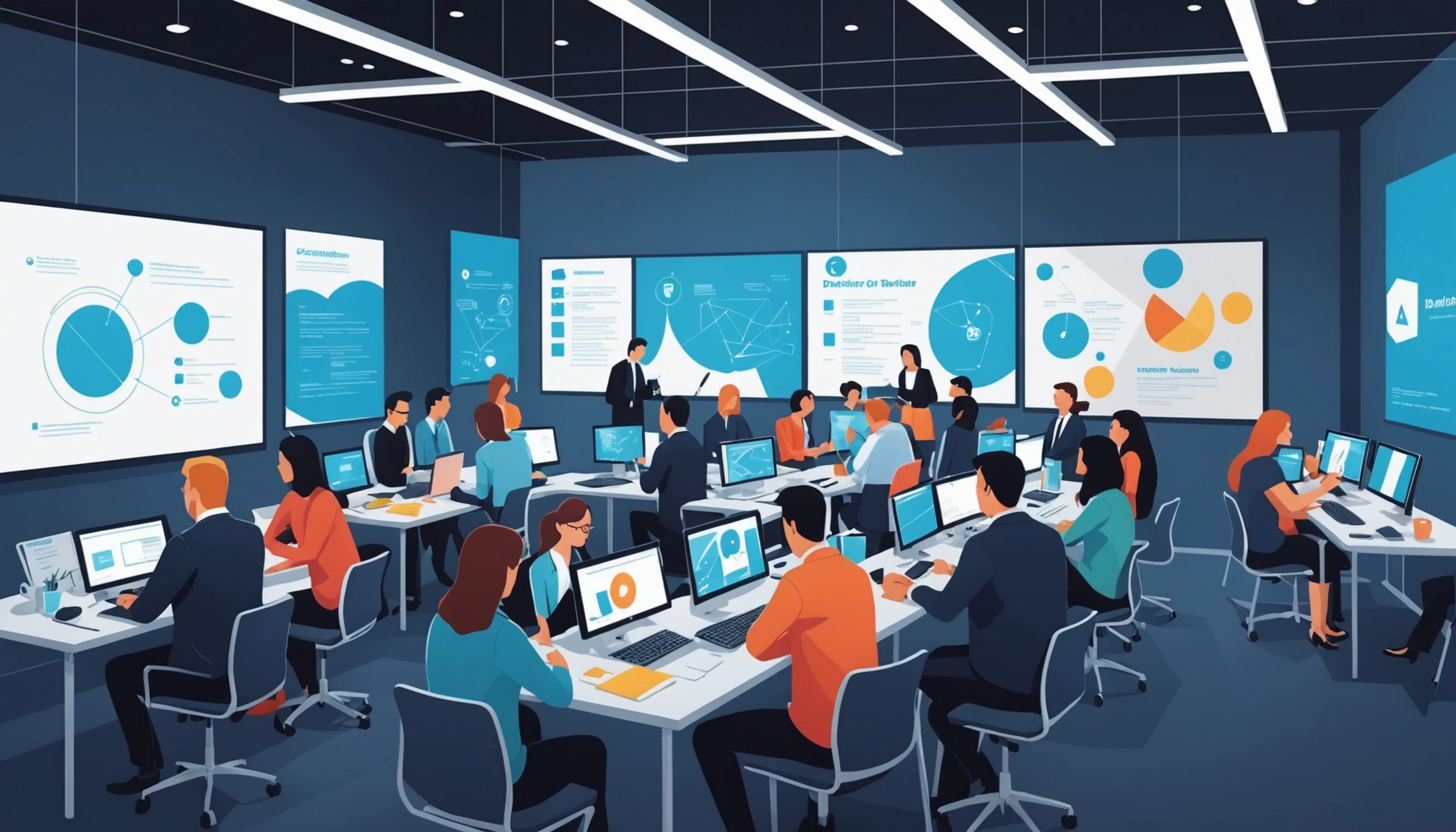 Finding Event Planners for Venues, Digital art, technology concept, abstract, clean lines, minimalist, corporate blue and white, data visualization, glowing nodes, wordpress, php, html, css