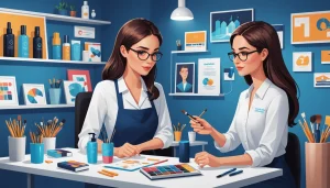 Finding Salon Owners for Beauty Products, Digital art, technology concept, abstract, clean lines, minimalist, corporate blue and white, data visualization, glowing nodes, wordpress, php, html, css