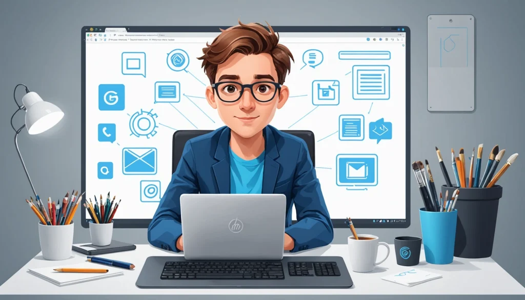 How to Extract YouTubersʼ Business Emails, Digital art, technology concept, abstract, clean lines, minimalist, corporate blue and white, data visualization, glowing nodes, wordpress, php, html, css