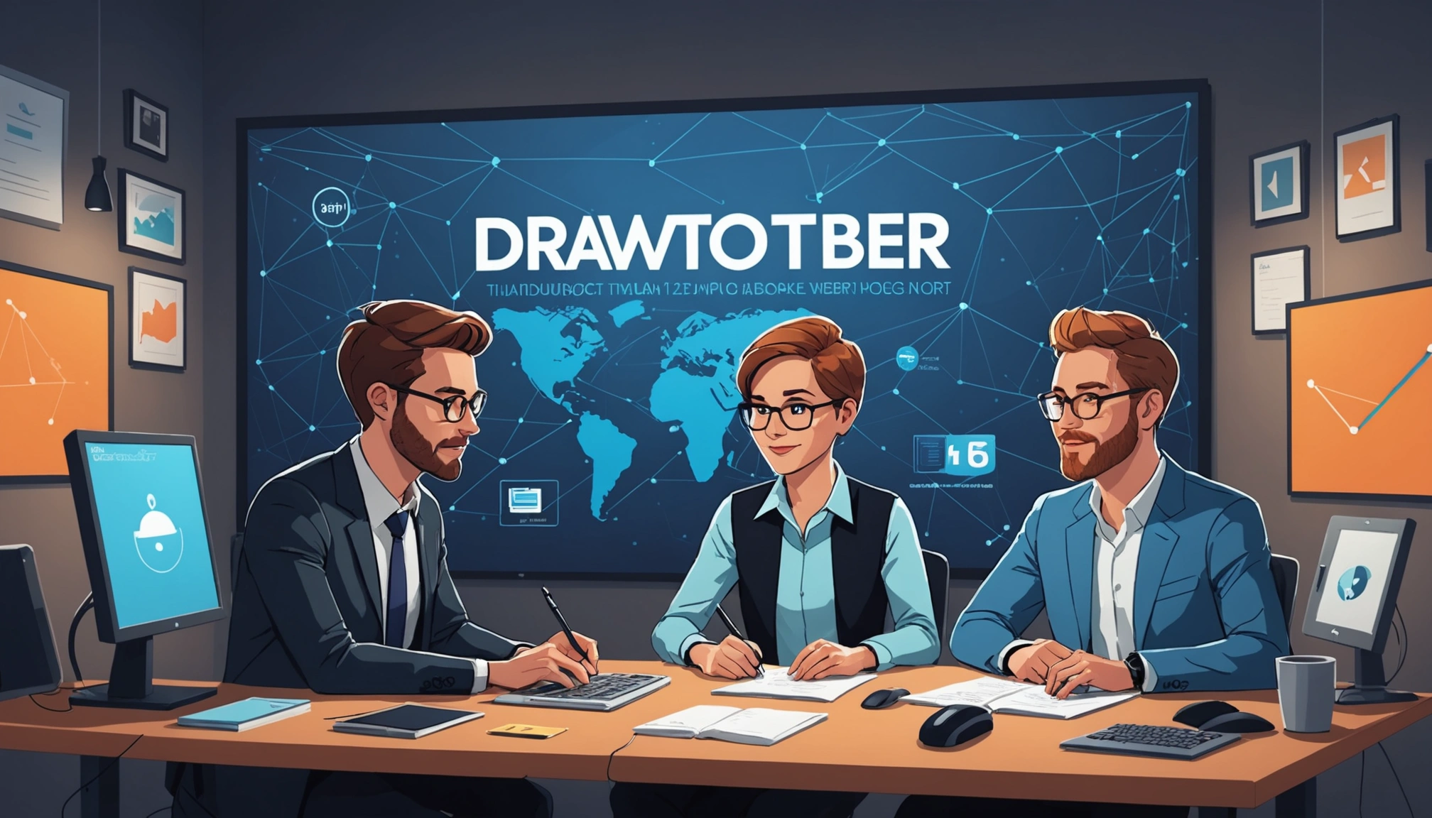 Finding Podcast Hosts for Guesting, Digital art, technology concept, abstract, clean lines, minimalist, corporate blue and white, data visualization, glowing nodes, wordpress, php, html, css