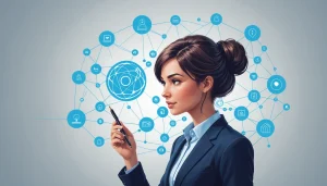 Finding Leads from Glassdoor, Digital art, technology concept, abstract, clean lines, minimalist, corporate blue and white, data visualization, glowing nodes, wordpress, php, html, css