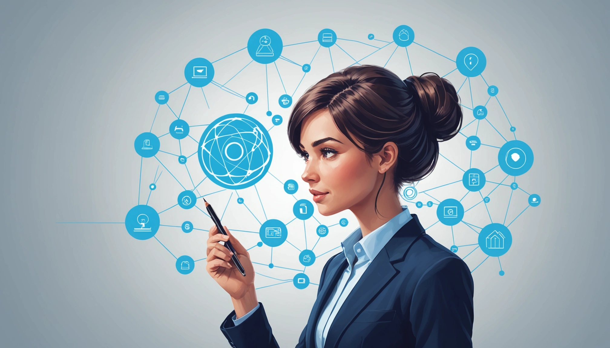 Finding Leads from Glassdoor, Digital art, technology concept, abstract, clean lines, minimalist, corporate blue and white, data visualization, glowing nodes, wordpress, php, html, css