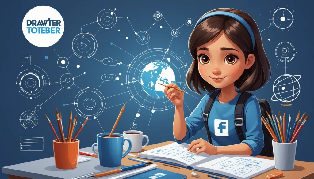 How to Extract Leads from Facebook Groups, Digital art, technology concept, abstract, clean lines, minimalist, corporate blue and white, data visualization, glowing nodes, wordpress, php, html, css