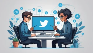 How to Extract Leads from Twitter, Digital art, technology concept, abstract, clean lines, minimalist, corporate blue and white, data visualization, glowing nodes, wordpress, php, html, css