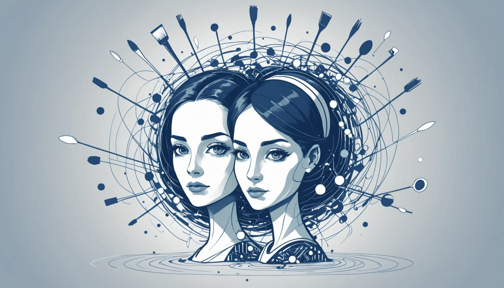 Advantages and Disadvantages of VoilaNorbert, Digital art, technology concept, abstract, clean lines, minimalist, corporate blue and white, data visualization, glowing nodes, wordpress, php, html, css