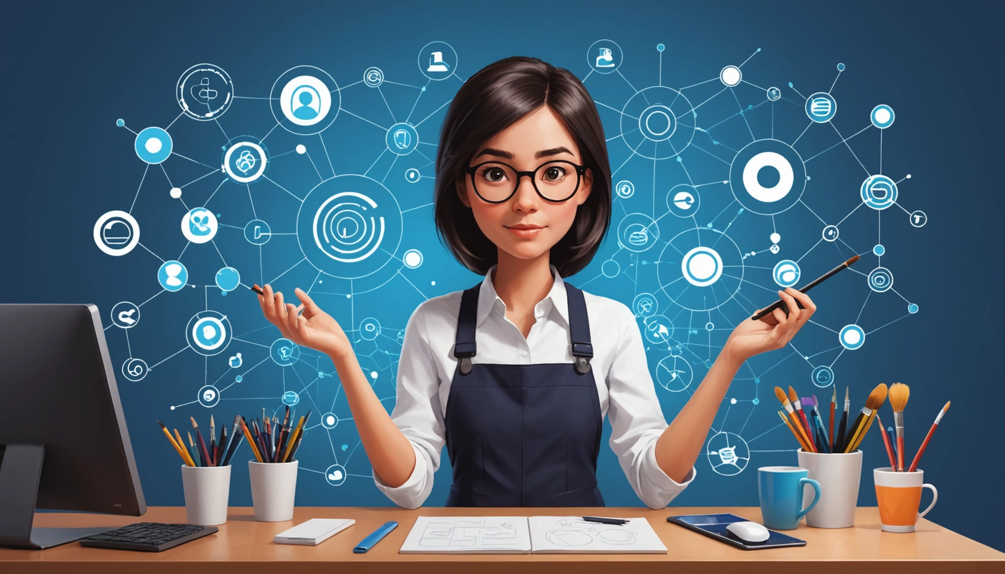 Why Database Vendors Sell You People Who Switched Jobs, Digital art, technology concept, abstract, clean lines, minimalist, corporate blue and white, data visualization, glowing nodes, wordpress, php, html, css