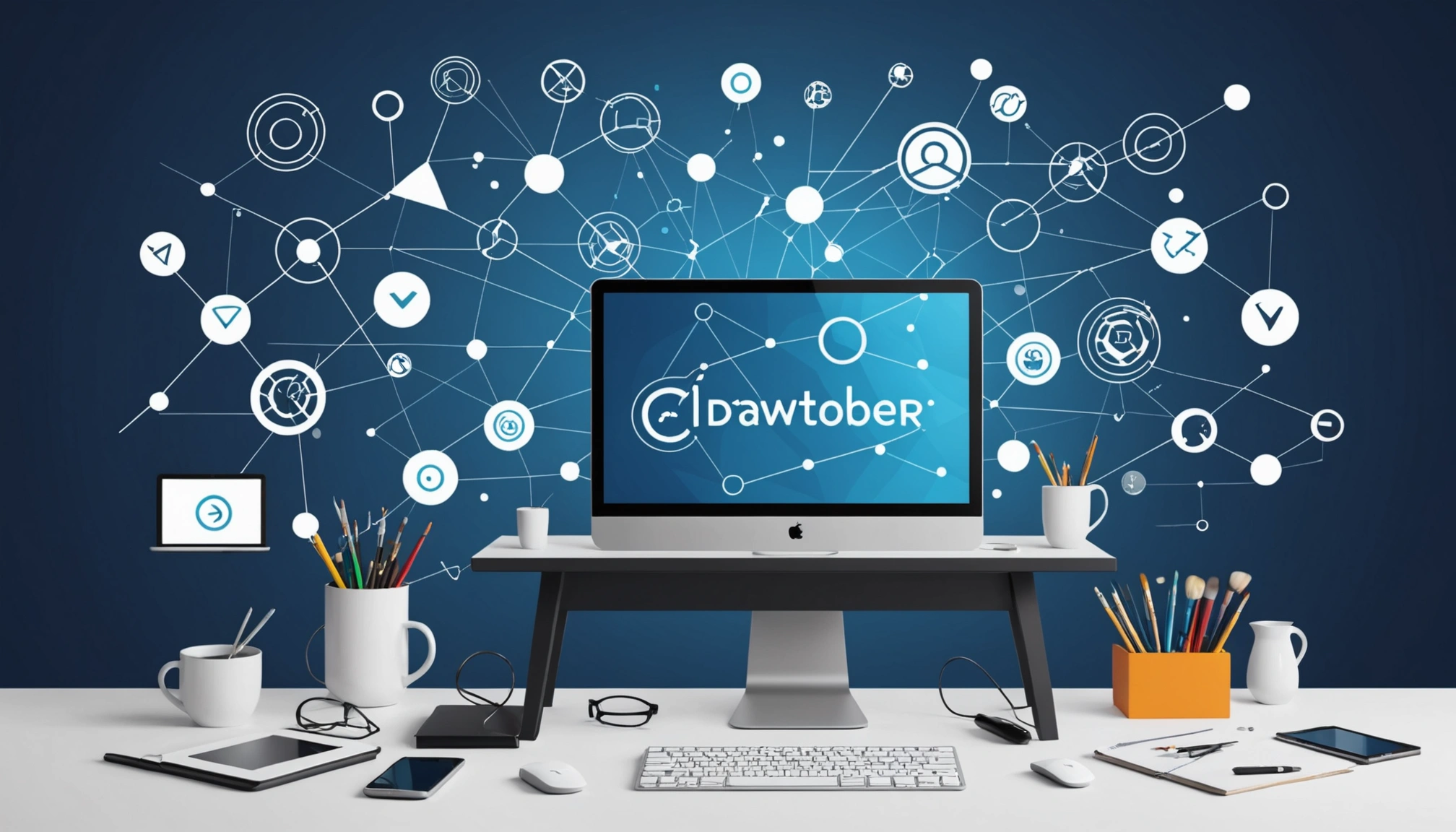 The Hidden Cons of Long-Term Data Contracts, Digital art, technology concept, abstract, clean lines, minimalist, corporate blue and white, data visualization, glowing nodes, wordpress, php, html, css