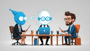 Pros and Cons of Using Evaboot for LinkedIn, Digital art, technology concept, abstract, clean lines, minimalist, corporate blue and white, data visualization, glowing nodes, wordpress, php, html, css