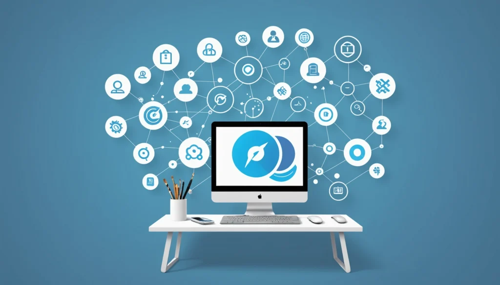 Advantages and Disadvantages of Reply.io Data, Digital art, technology concept, abstract, clean lines, minimalist, corporate blue and white, data visualization, glowing nodes, wordpress, php, html, css