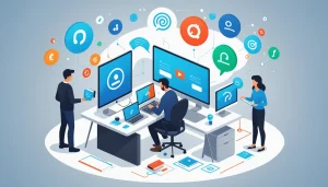 Pros and Cons of SalesQL for LinkedIn, Digital art, technology concept, abstract, clean lines, minimalist, corporate blue and white, data visualization, glowing nodes, wordpress, php, html, css