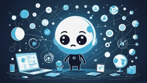 Advantages and Disadvantages of LeadLeaper, Digital art, technology concept, abstract, clean lines, minimalist, corporate blue and white, data visualization, glowing nodes, wordpress, php, html, css