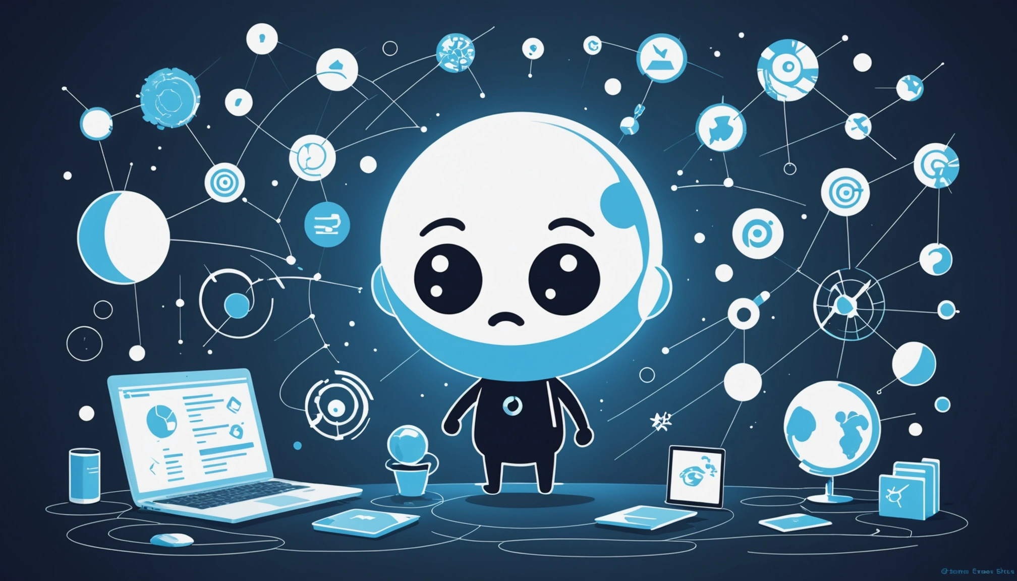 Advantages and Disadvantages of LeadLeaper, Digital art, technology concept, abstract, clean lines, minimalist, corporate blue and white, data visualization, glowing nodes, wordpress, php, html, css