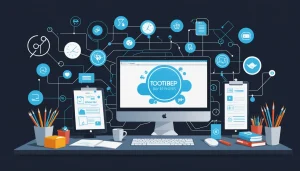 Why Stale Databases Waste Your Sales Teamʼs Time, Digital art, technology concept, abstract, clean lines, minimalist, corporate blue and white, data visualization, glowing nodes, wordpress, php, html, css