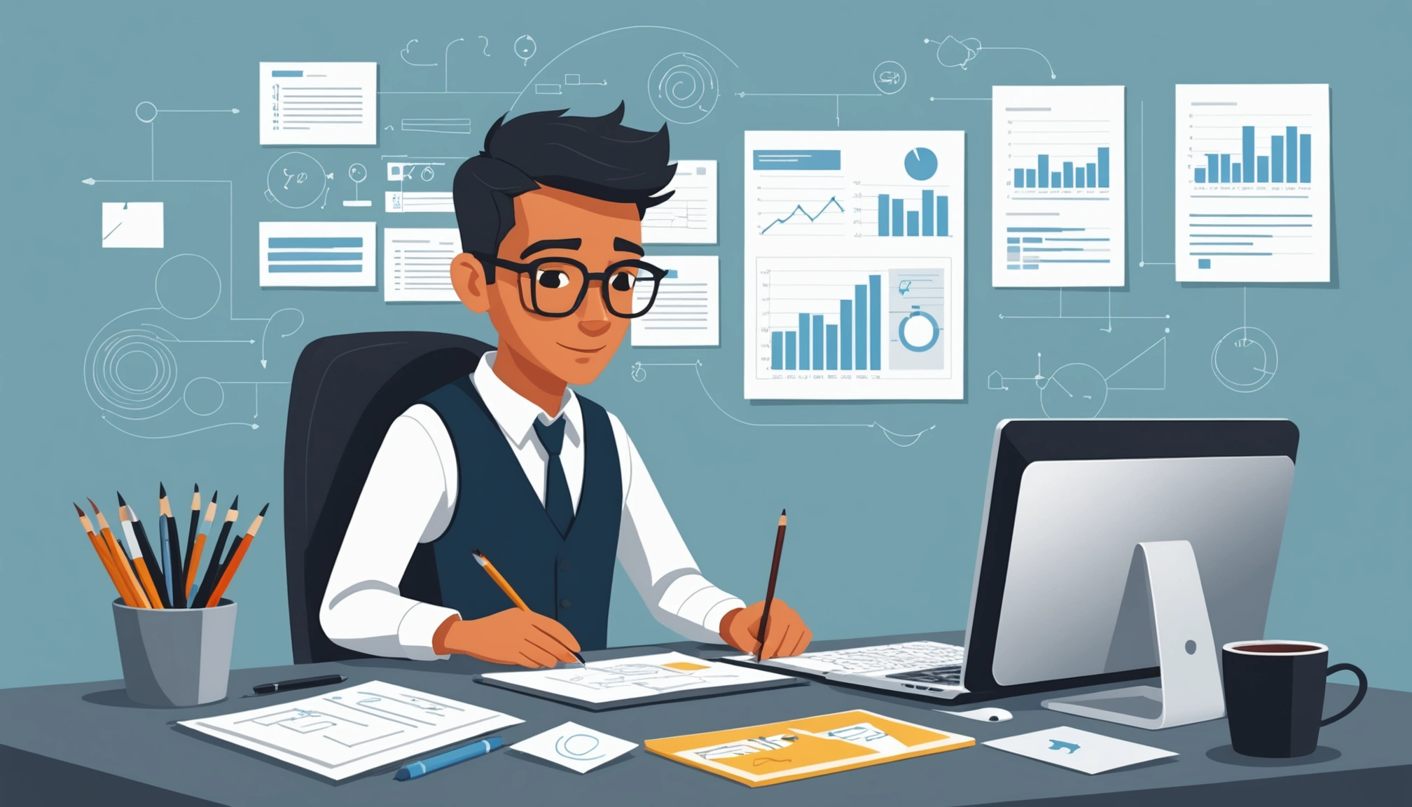 The Disadvantages of Using Spreadsheets for Lead Mgmt, Digital art, technology concept, abstract, clean lines, minimalist, corporate blue and white, data visualization, glowing nodes, wordpress, php, html, css