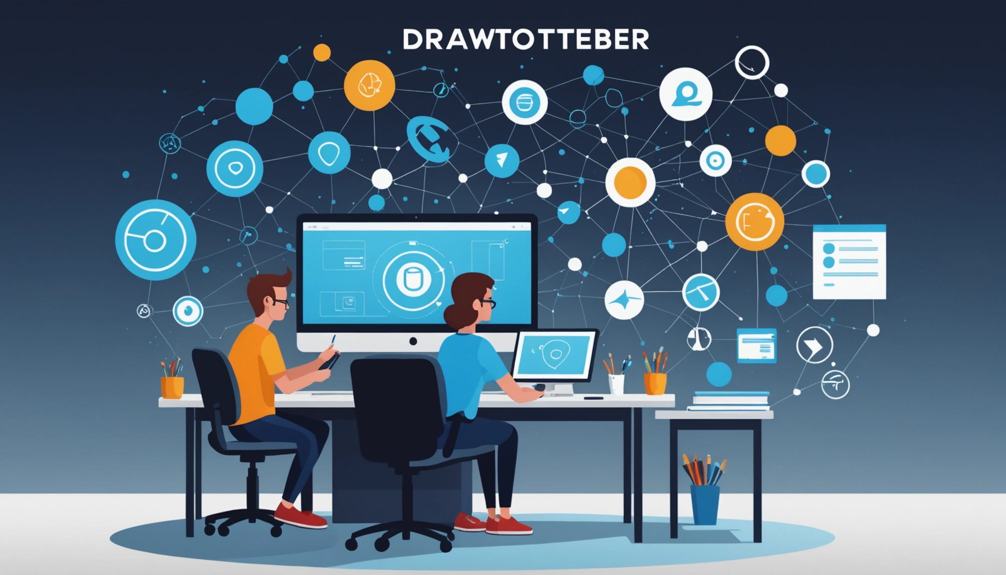 Advantages and Disadvantages of Outreach.io, Digital art, technology concept, abstract, clean lines, minimalist, corporate blue and white, data visualization, glowing nodes, wordpress, php, html, css