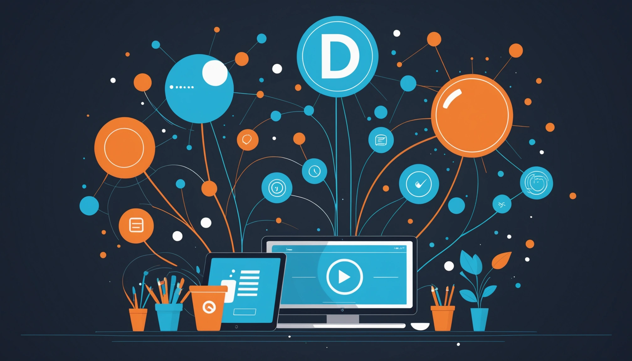 Advantages and Disadvantages of Groove, Digital art, technology concept, abstract, clean lines, minimalist, corporate blue and white, data visualization, glowing nodes, wordpress, php, html, css