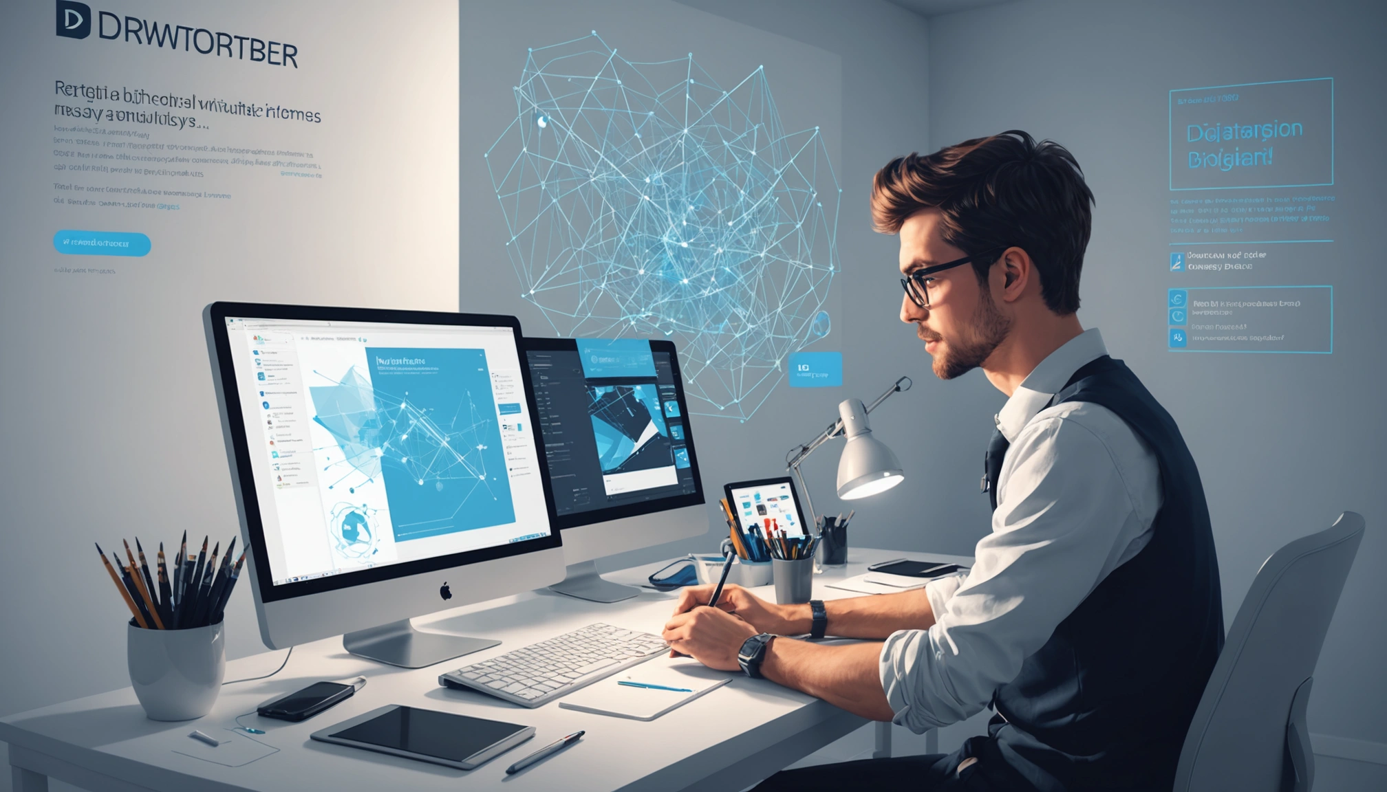 Why Real-Time Extraction Captures New Hires Faster, Digital art, technology concept, abstract, clean lines, minimalist, corporate blue and white, data visualization, glowing nodes, wordpress, php, html, css