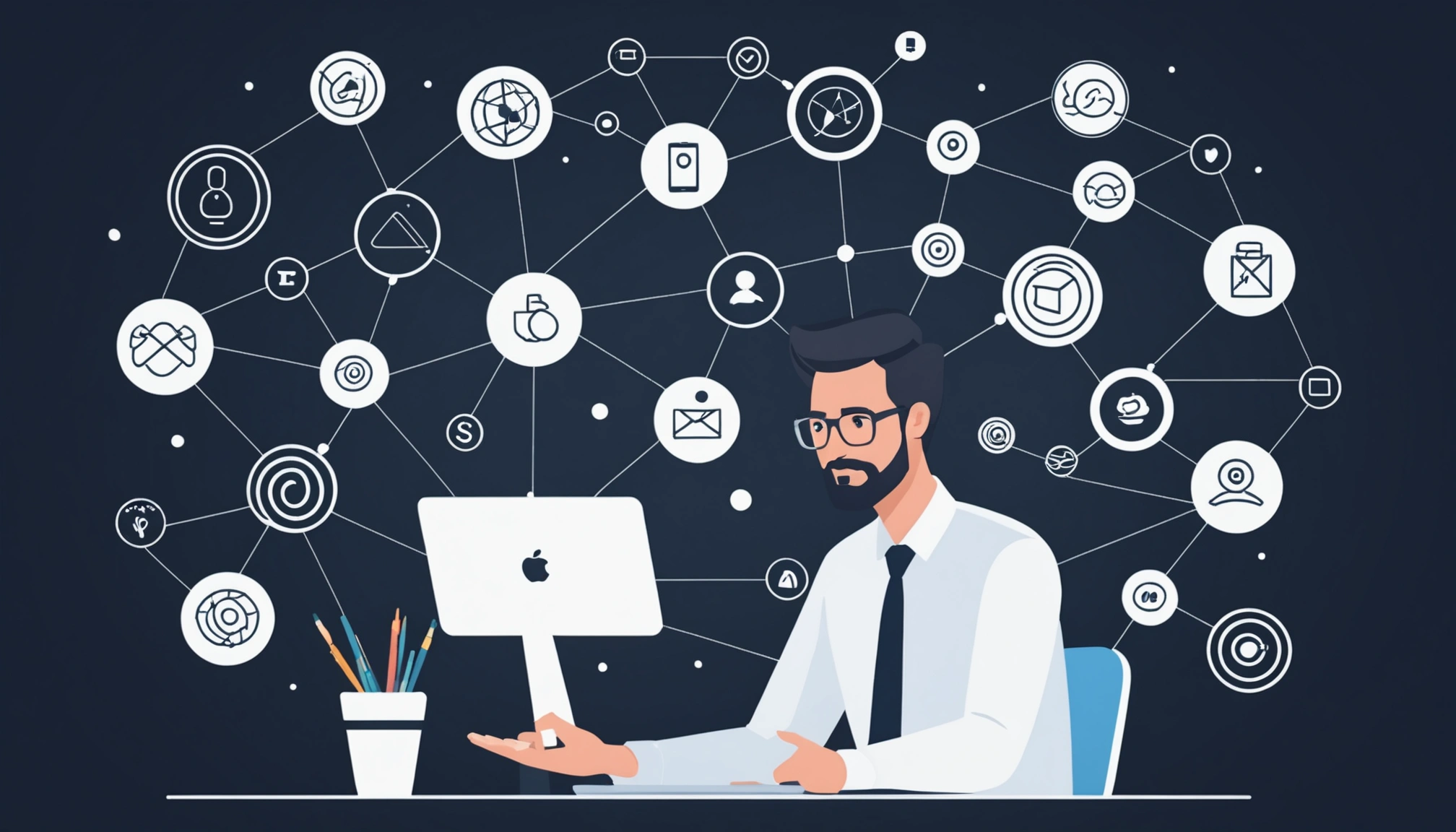 Pros and Cons of Close CRM for Outreach, Digital art, technology concept, abstract, clean lines, minimalist, corporate blue and white, data visualization, glowing nodes, wordpress, php, html, css