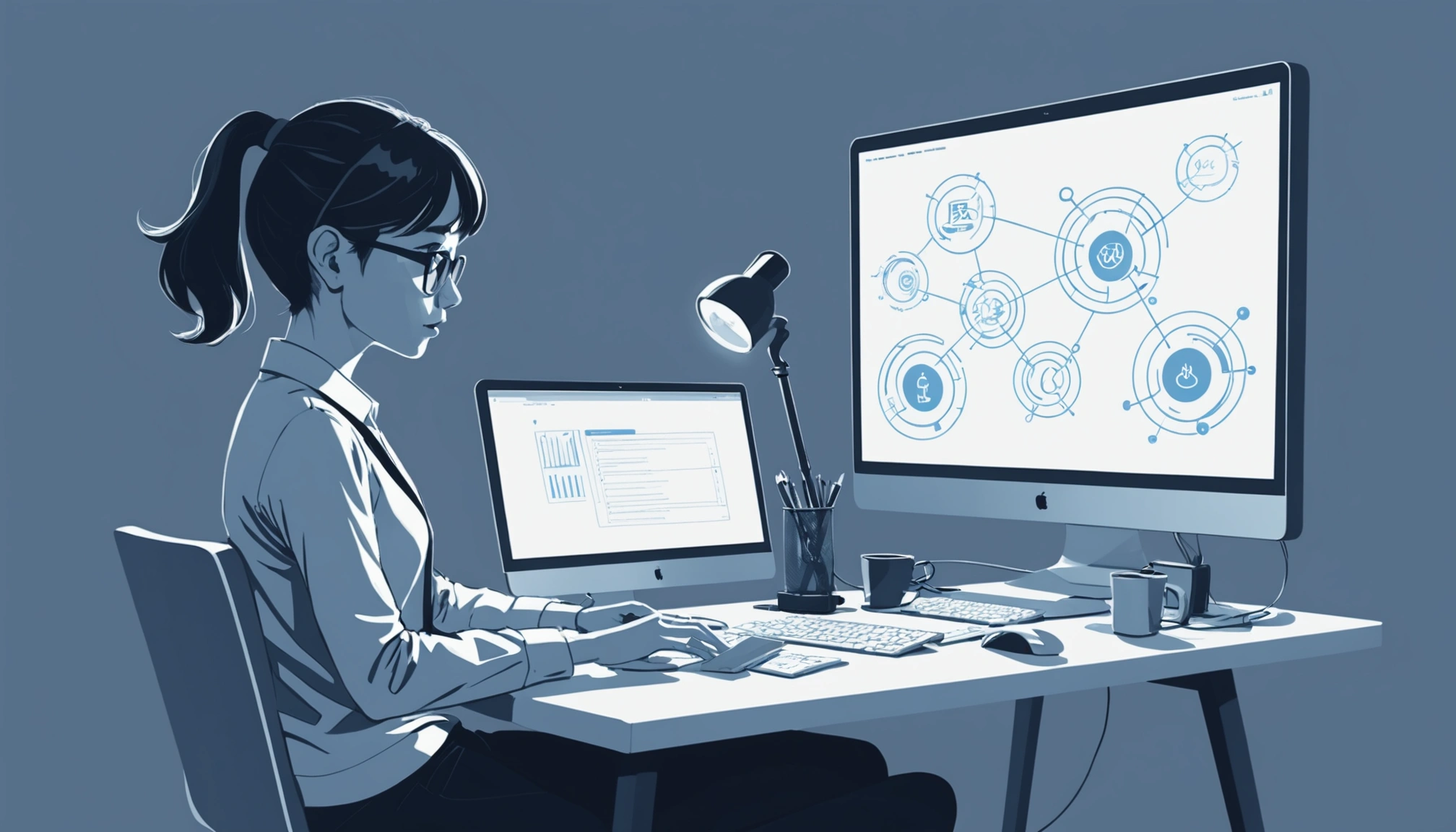 The Disadvantages of Pre-Paid Credit Models, Digital art, technology concept, abstract, clean lines, minimalist, corporate blue and white, data visualization, glowing nodes, wordpress, php, html, css