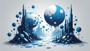 Advantages and Disadvantages of Terminus, Digital art, technology concept, abstract, clean lines, minimalist, corporate blue and white, data visualization, glowing nodes, wordpress, php, html, css