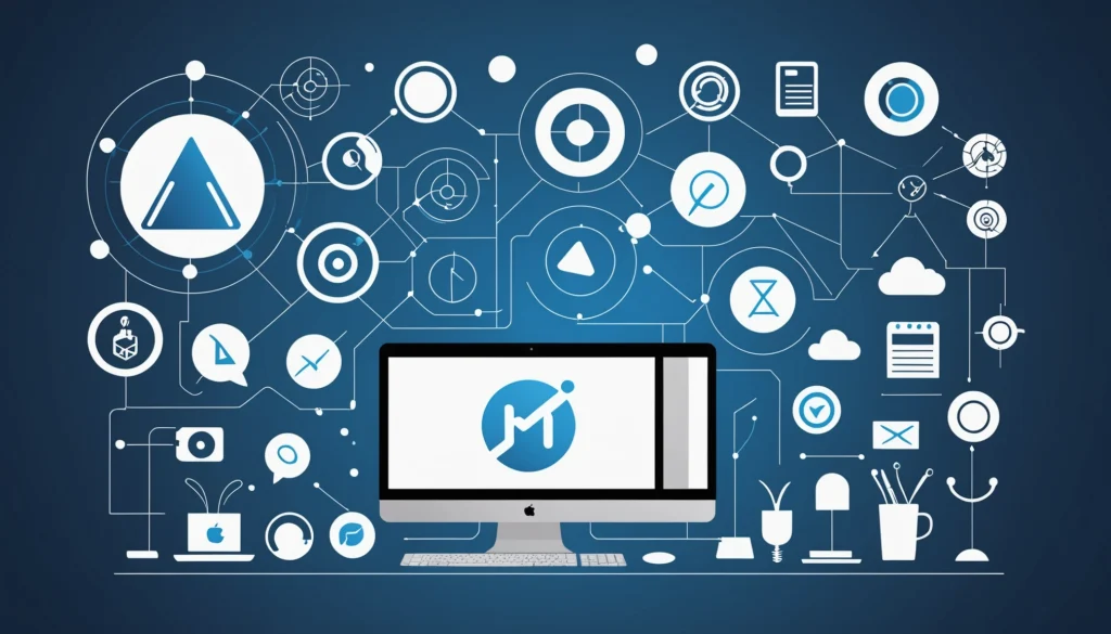 Pros and Cons of Metadata.io, Digital art, technology concept, abstract, clean lines, minimalist, corporate blue and white, data visualization, glowing nodes, wordpress, php, html, css