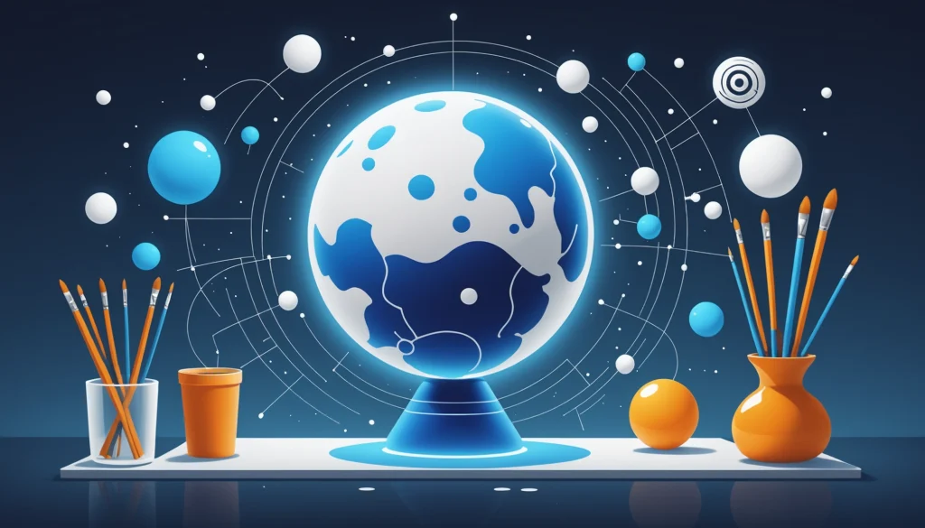 Advantages and Disadvantages of Bombora, Digital art, technology concept, abstract, clean lines, minimalist, corporate blue and white, data visualization, glowing nodes, wordpress, php, html, css