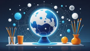 Advantages and Disadvantages of Bombora, Digital art, technology concept, abstract, clean lines, minimalist, corporate blue and white, data visualization, glowing nodes, wordpress, php, html, css