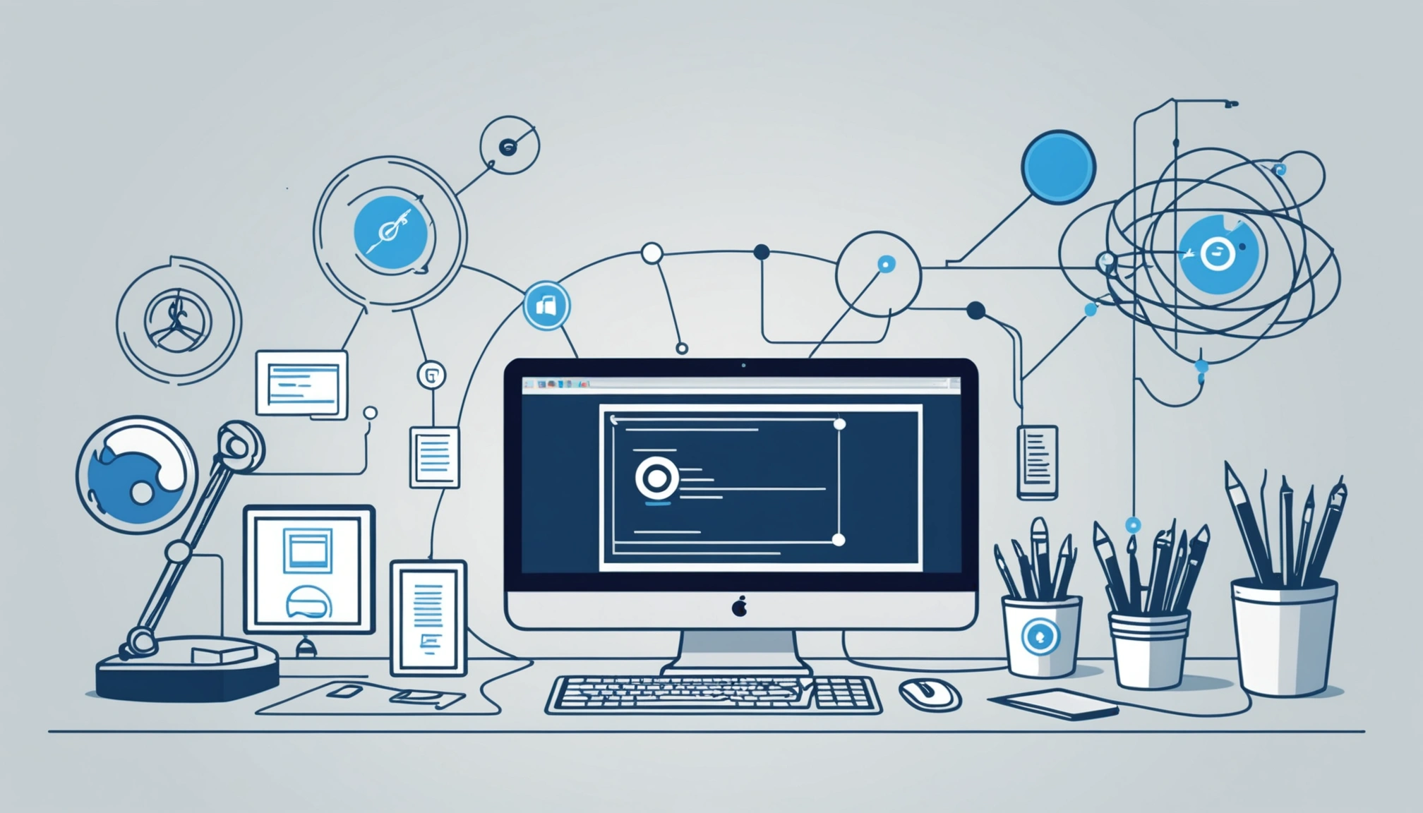 Why Static Databases Are Bad for Local SEO Sales, Digital art, technology concept, abstract, clean lines, minimalist, corporate blue and white, data visualization, glowing nodes, wordpress, php, html, css