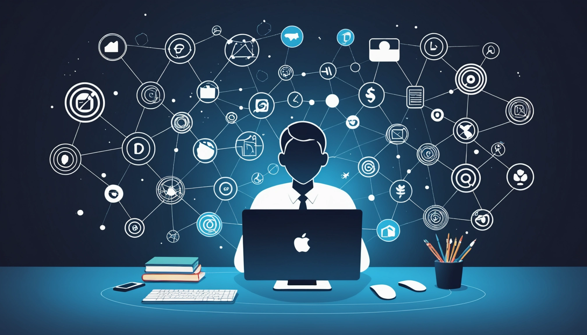 The Disadvantages of Buying ʼGlobalʼ Email Lists, Digital art, technology concept, abstract, clean lines, minimalist, corporate blue and white, data visualization, glowing nodes, wordpress, php, html, css