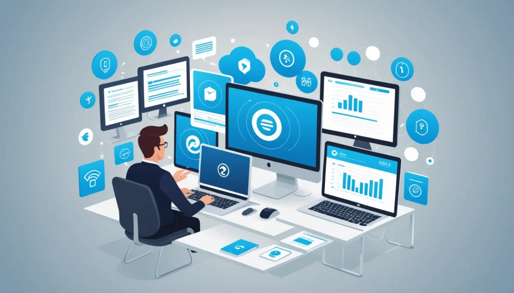 The Pros and Cons of Equifax Commercial, Digital art, technology concept, abstract, clean lines, minimalist, corporate blue and white, data visualization, glowing nodes, wordpress, php, html, css
