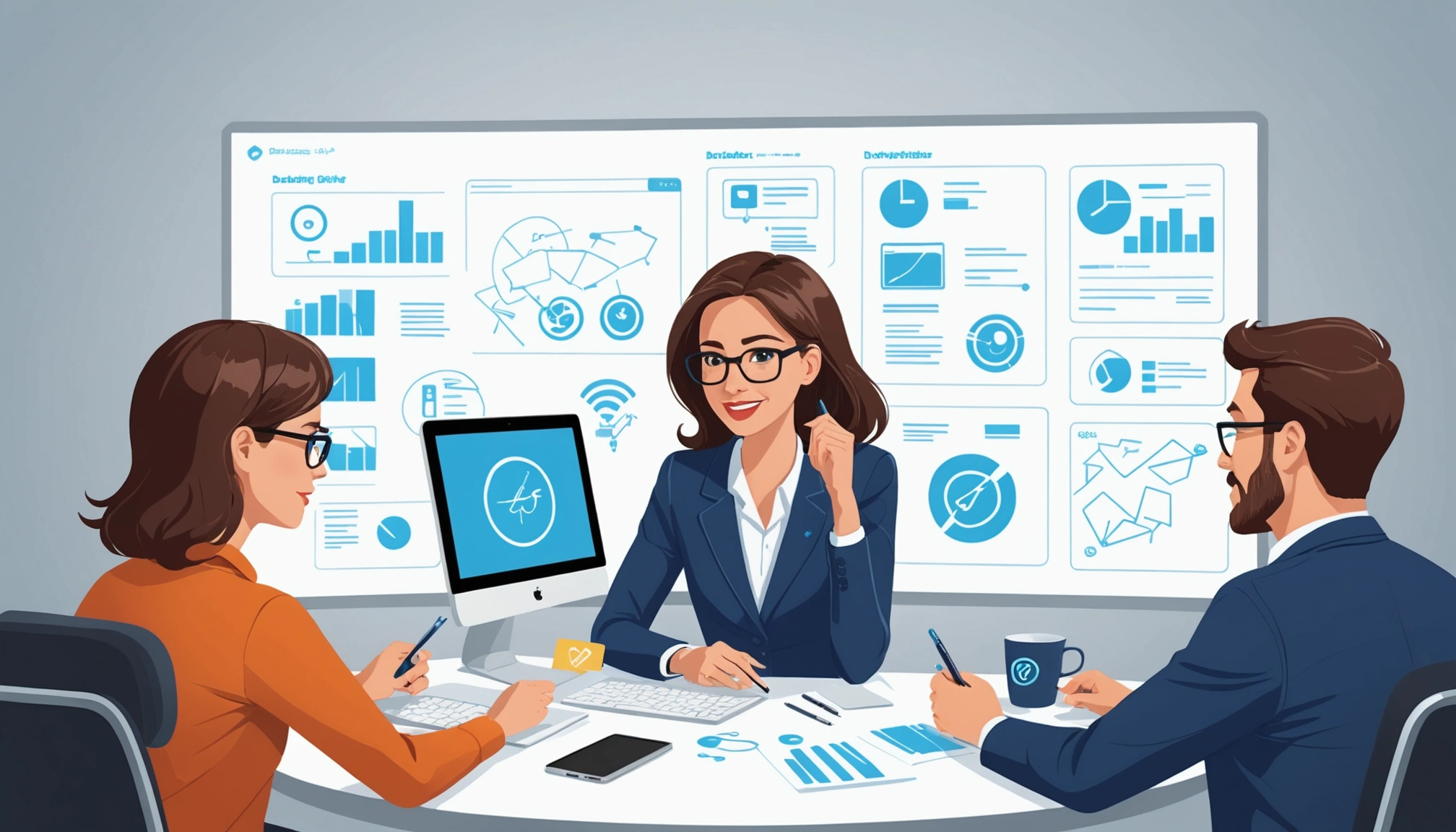 The Disadvantages of Buying ʼC-Levelʼ Lists, Digital art, technology concept, abstract, clean lines, minimalist, corporate blue and white, data visualization, glowing nodes, wordpress, php, html, css