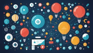 The Pros and Cons of Using Proxy Rotation, Digital art, technology concept, abstract, clean lines, minimalist, corporate blue and white, data visualization, glowing nodes, wordpress, php, html, css