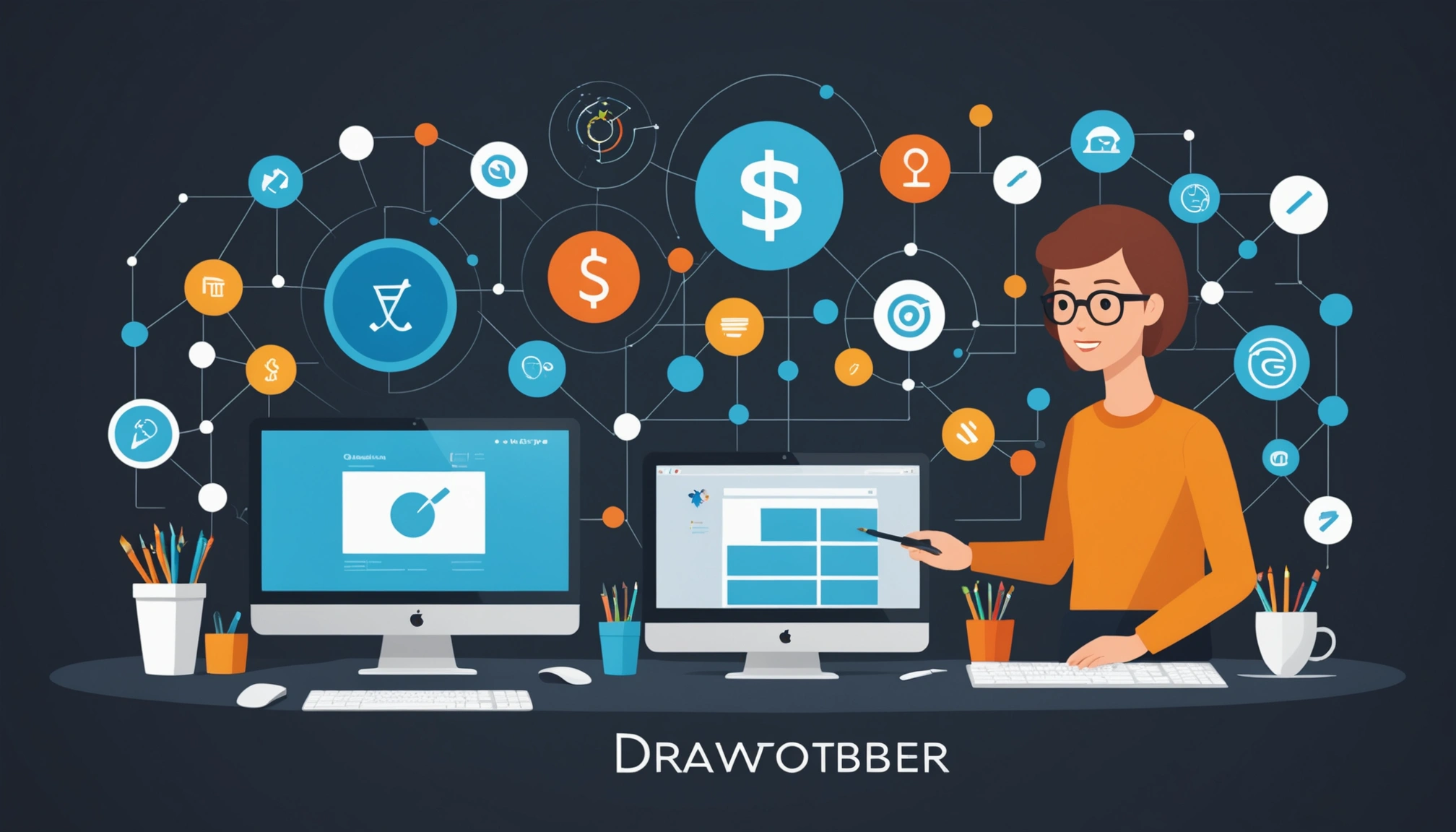 Pros and Cons of Monthly vs Annual Billing for Data, Digital art, technology concept, abstract, clean lines, minimalist, corporate blue and white, data visualization, glowing nodes, wordpress, php, html, css