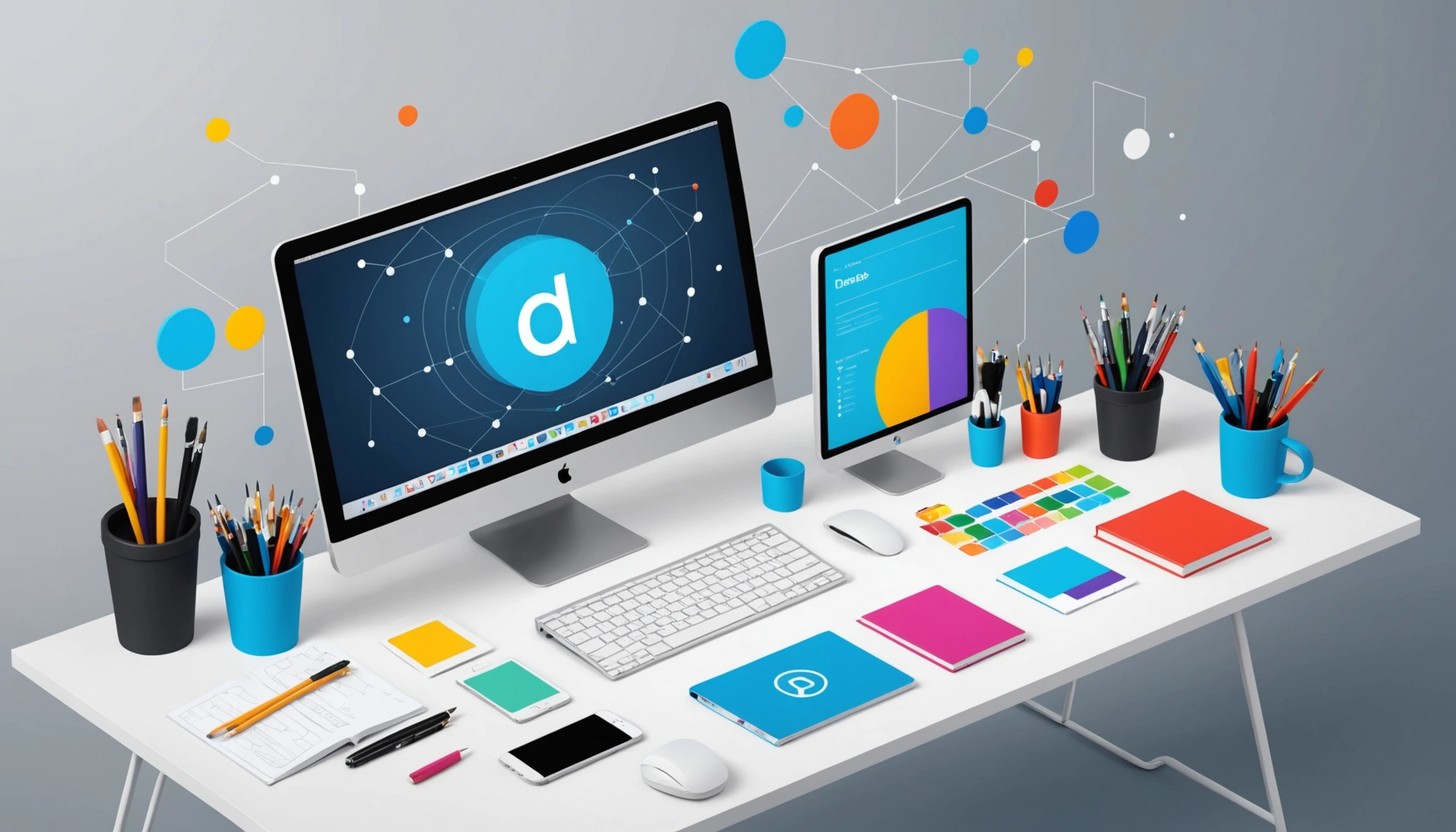 Pros and Cons of Cross-Referencing Data, Digital art, technology concept, abstract, clean lines, minimalist, corporate blue and white, data visualization, glowing nodes, wordpress, php, html, css