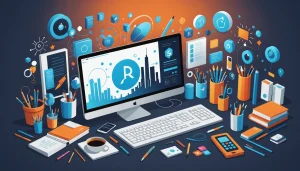 Pros and Cons of Integrating Scrapers with CRMs, Digital art, technology concept, abstract, clean lines, minimalist, corporate blue and white, data visualization, glowing nodes, wordpress, php, html, css