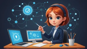 Advantages and Disadvantages of Webhooks for Leads, Digital art, technology concept, abstract, clean lines, minimalist, corporate blue and white, data visualization, glowing nodes, wordpress, php, html, css