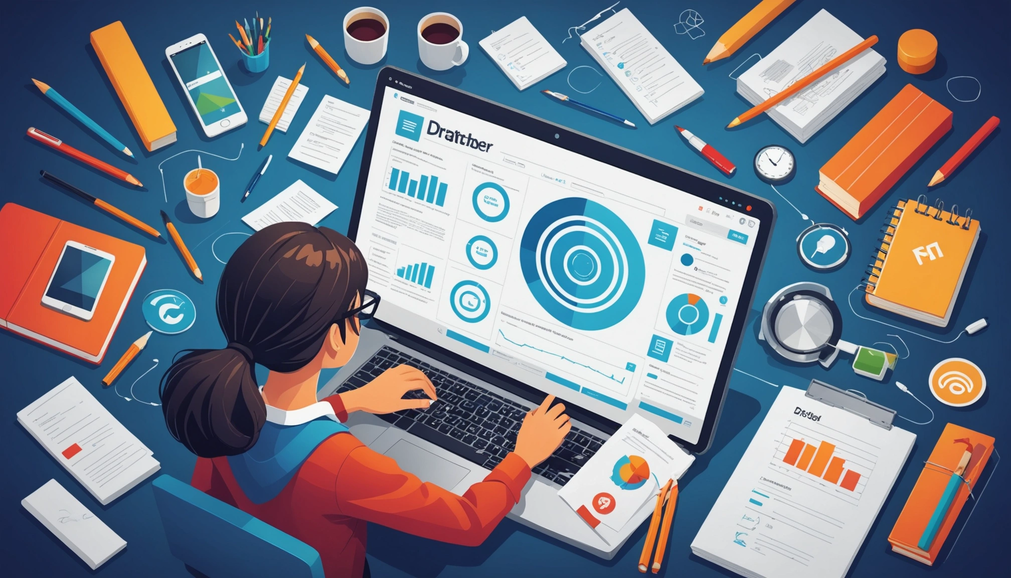 The Pros and Cons of Scraping for Market Research, Digital art, technology concept, abstract, clean lines, minimalist, corporate blue and white, data visualization, glowing nodes, wordpress, php, html, css