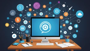 The Disadvantages of Buying Mailing Lists, Digital art, technology concept, abstract, clean lines, minimalist, corporate blue and white, data visualization, glowing nodes, wordpress, php, html, css