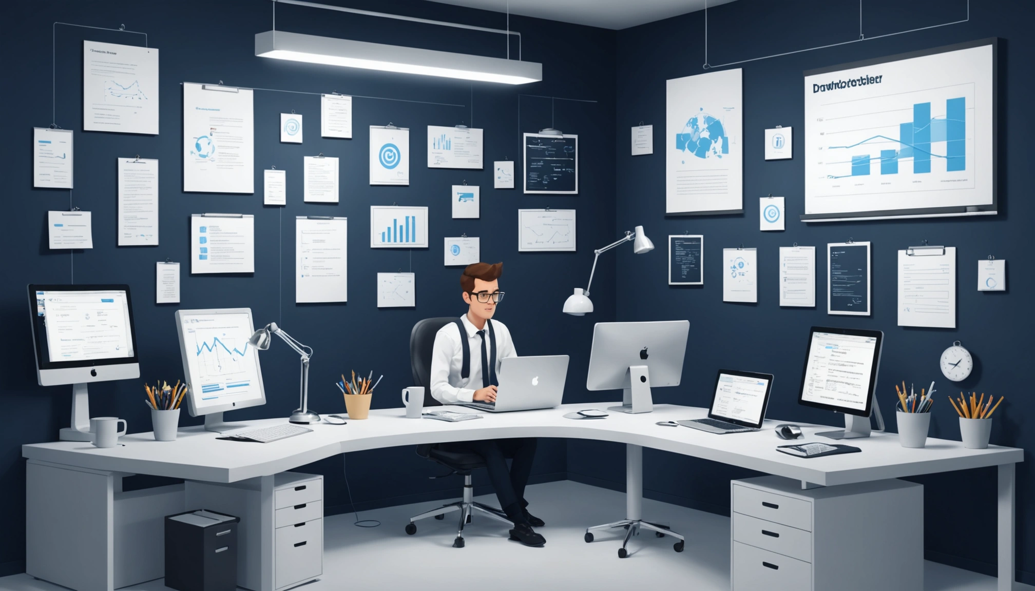 The Disadvantages of Using Old Chamber of Commerce Lists, Digital art, technology concept, abstract, clean lines, minimalist, corporate blue and white, data visualization, glowing nodes, wordpress, php, html, css