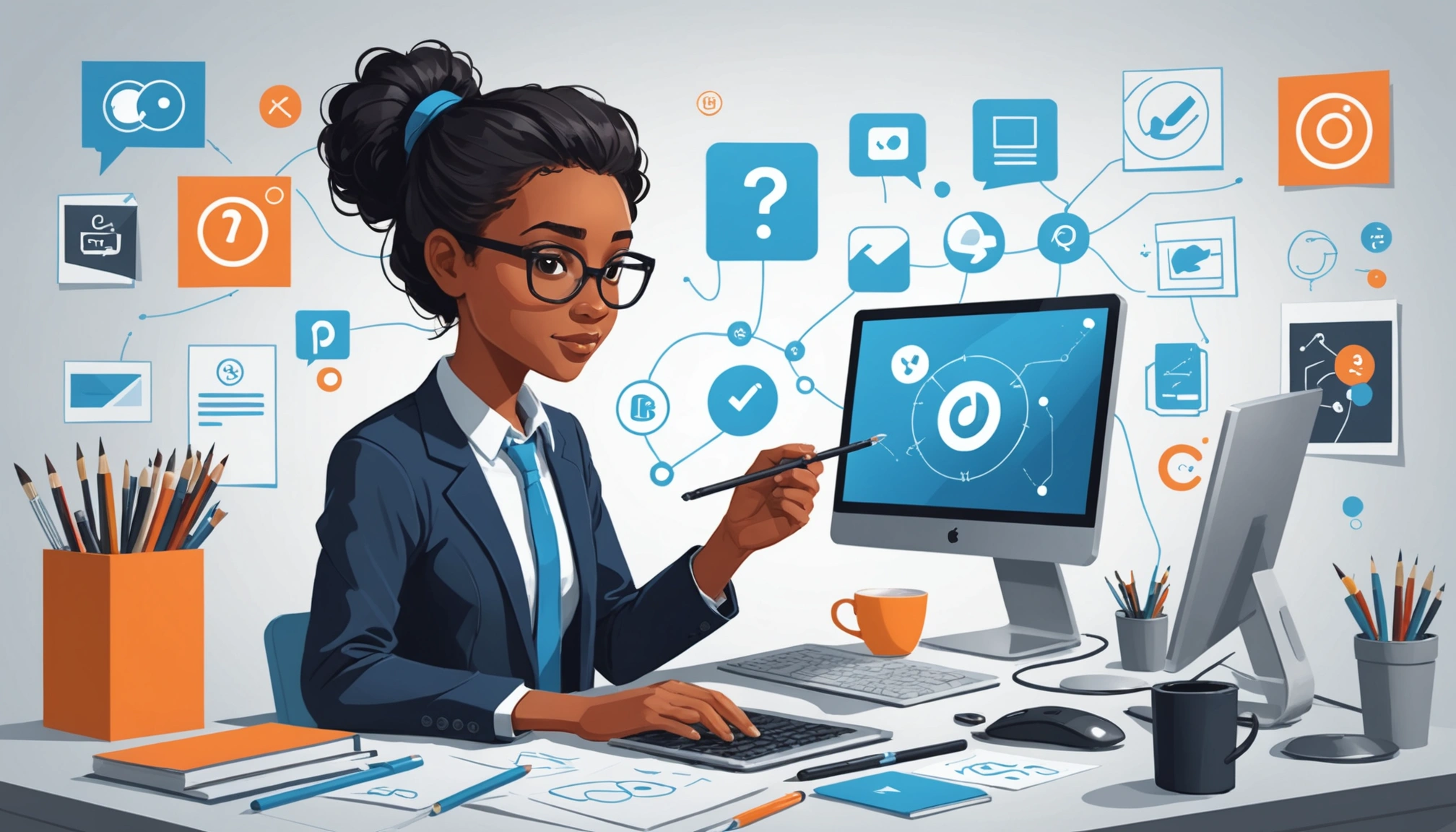 Advantages and Disadvantages of Extracting for B2B Services, Digital art, technology concept, abstract, clean lines, minimalist, corporate blue and white, data visualization, glowing nodes, wordpress, php, html, css