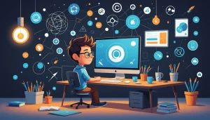 Advantages and Disadvantages of Extracting for Headhunting, Digital art, technology concept, abstract, clean lines, minimalist, corporate blue and white, data visualization, glowing nodes, wordpress, php, html, css