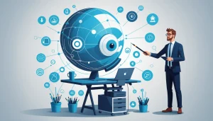 Advantages and Disadvantages of Extracting for HR, Digital art, technology concept, abstract, clean lines, minimalist, corporate blue and white, data visualization, glowing nodes, wordpress, php, html, css