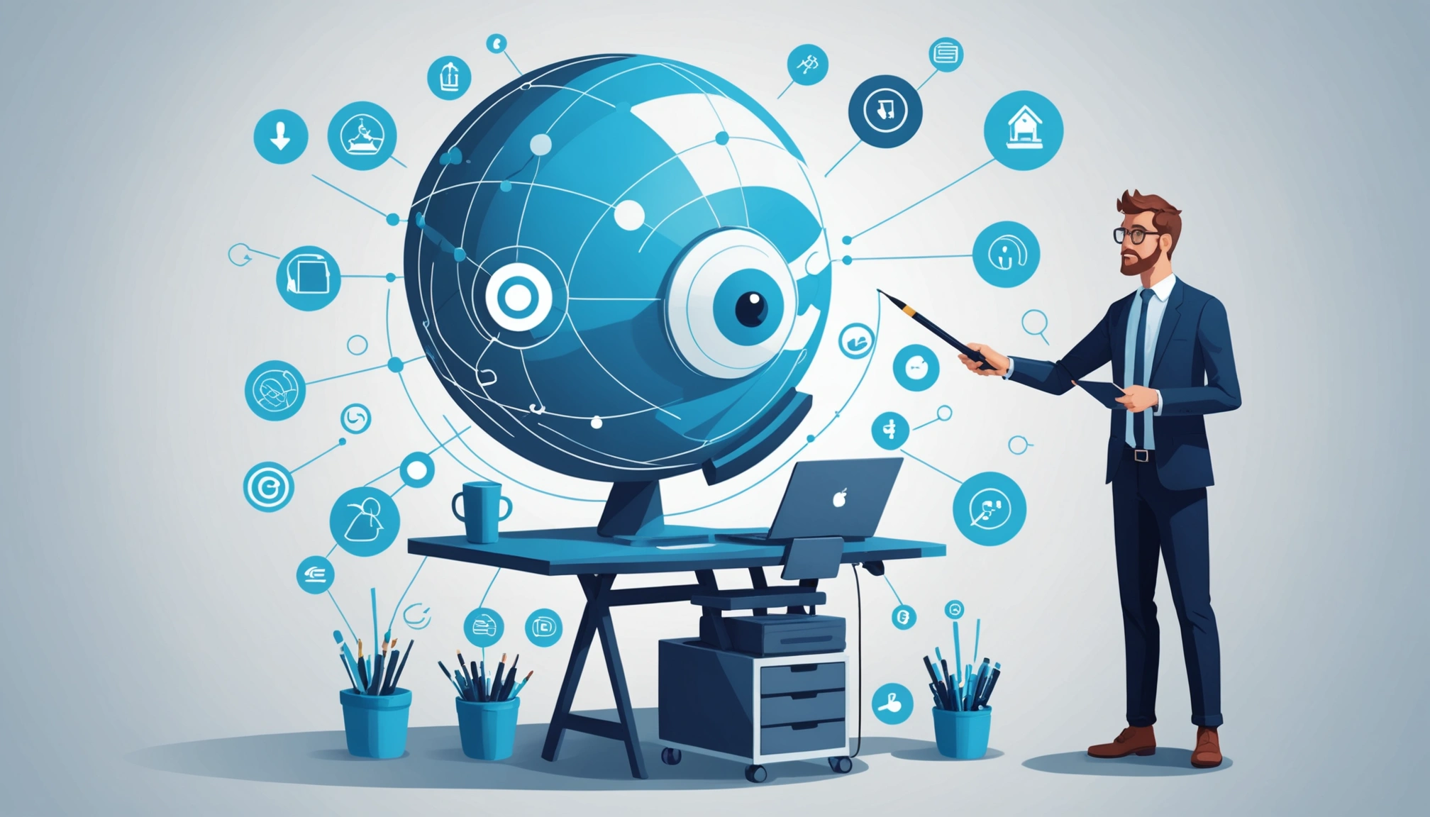 Advantages and Disadvantages of Extracting for HR, Digital art, technology concept, abstract, clean lines, minimalist, corporate blue and white, data visualization, glowing nodes, wordpress, php, html, css