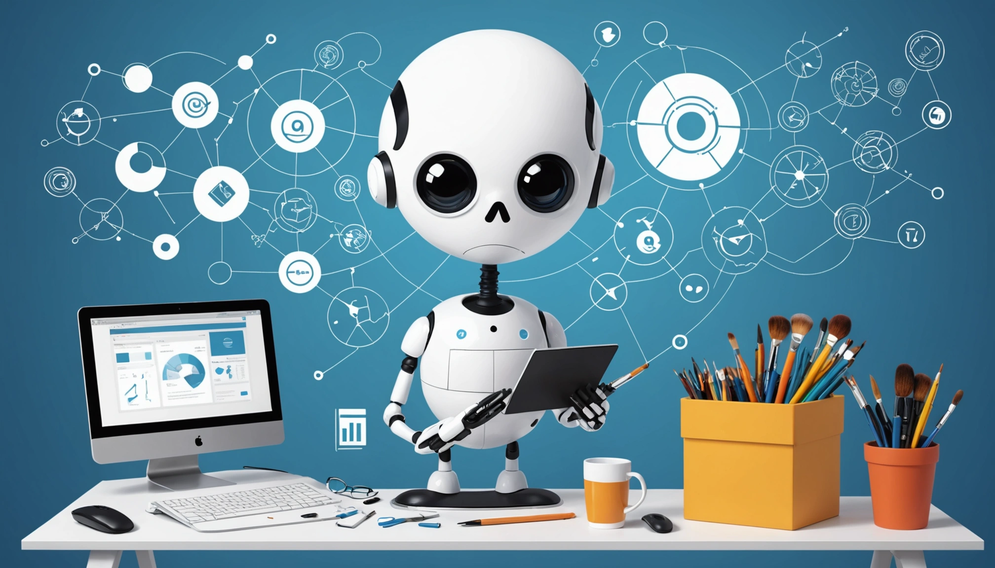 The Disadvantages of Using Old Media Lists, Digital art, technology concept, abstract, clean lines, minimalist, corporate blue and white, data visualization, glowing nodes, wordpress, php, html, css