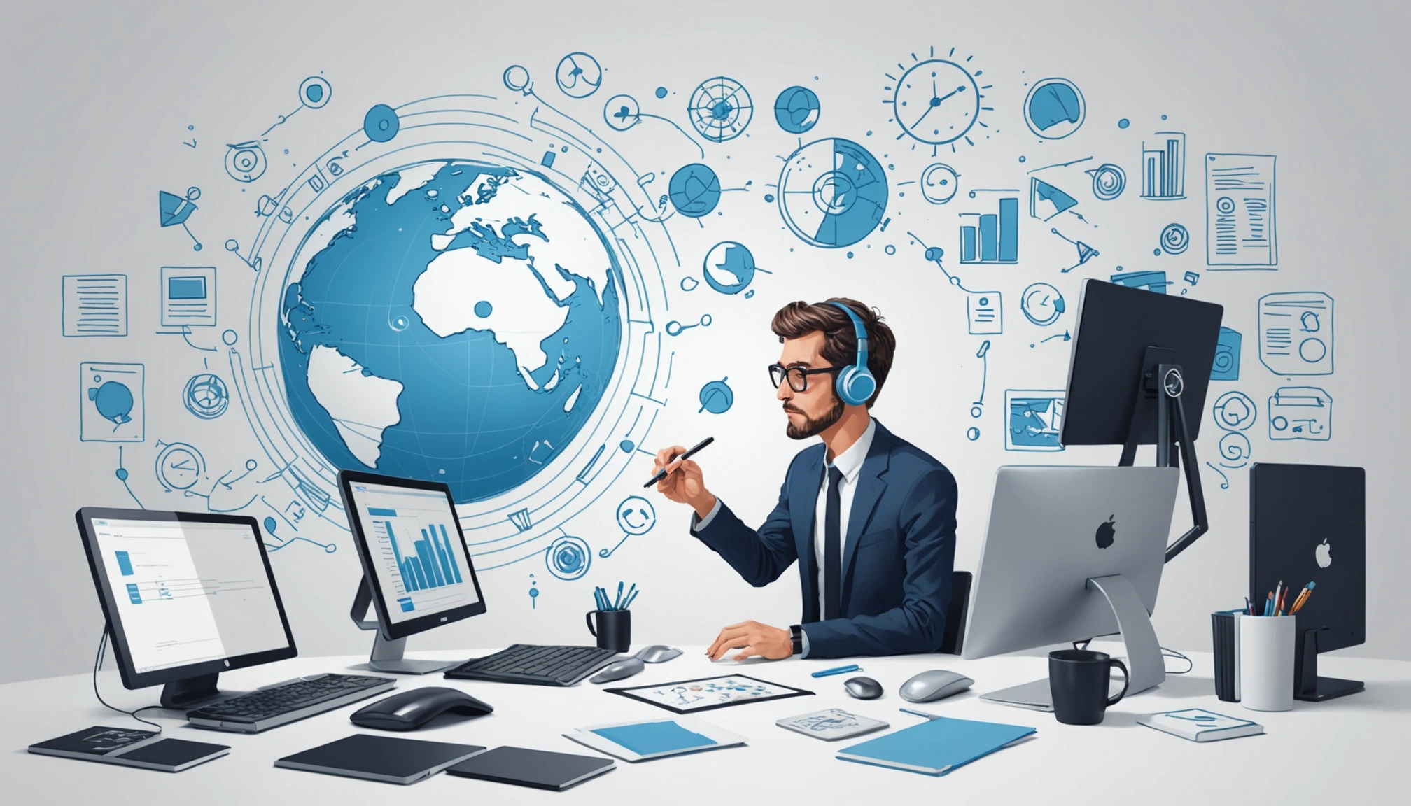 Advantages and Disadvantages of Extracting for Win-Back Campaigns, Digital art, technology concept, abstract, clean lines, minimalist, corporate blue and white, data visualization, glowing nodes, wordpress, php, html, css