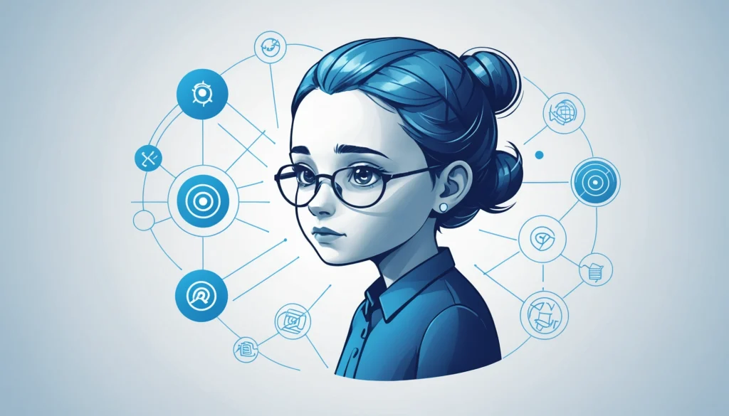 Why EfficientPIM is the Best for Customer Success, Digital art, technology concept, abstract, clean lines, minimalist, corporate blue and white, data visualization, glowing nodes, wordpress, php, html, css