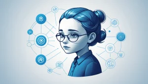 Why EfficientPIM is the Best for Customer Success, Digital art, technology concept, abstract, clean lines, minimalist, corporate blue and white, data visualization, glowing nodes, wordpress, php, html, css